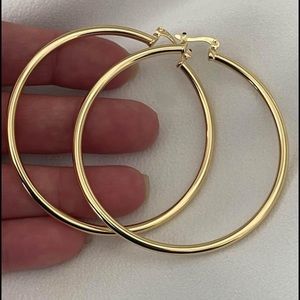 18k Gold Filled Diamond Cut Hoop Earrings 2.4" ✨ available in 2.5” 2.25” & 1.85”